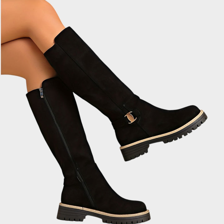 Women’s Over The Knee Boots Round Toe Thick Sole Side Zip