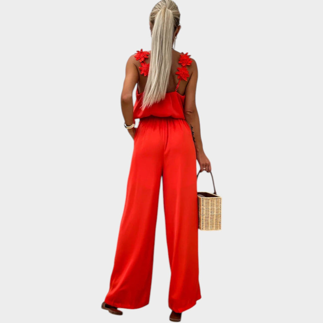 Floral Strap Wide-Leg Jumpsuit