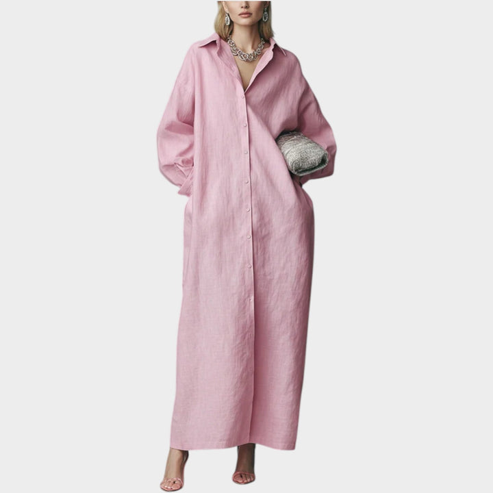 Button‑Down Maxi Shirt Dress