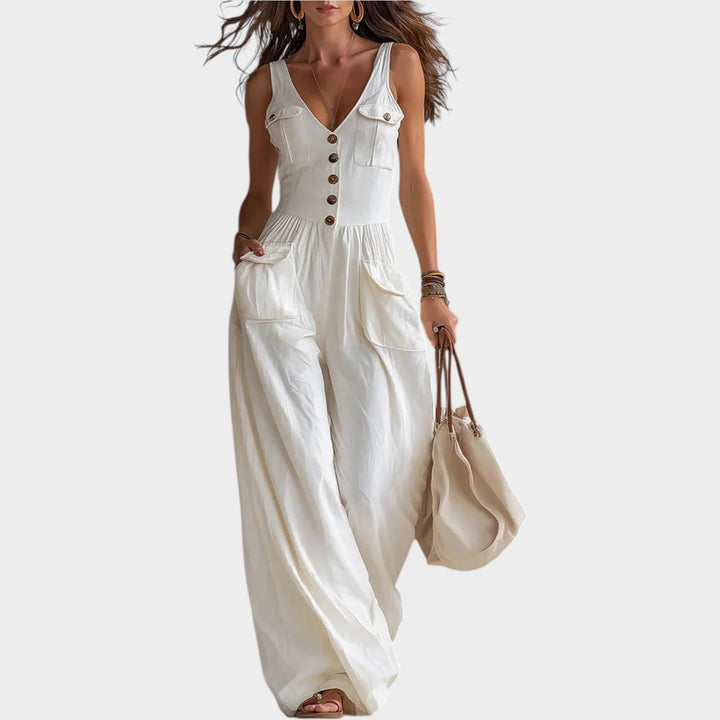Chic Button-Front Wide-Leg Jumpsuit