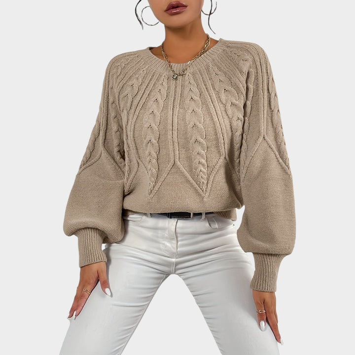 Women’s Knit Sweater Crew Neck Chunky Lantern Sleeve