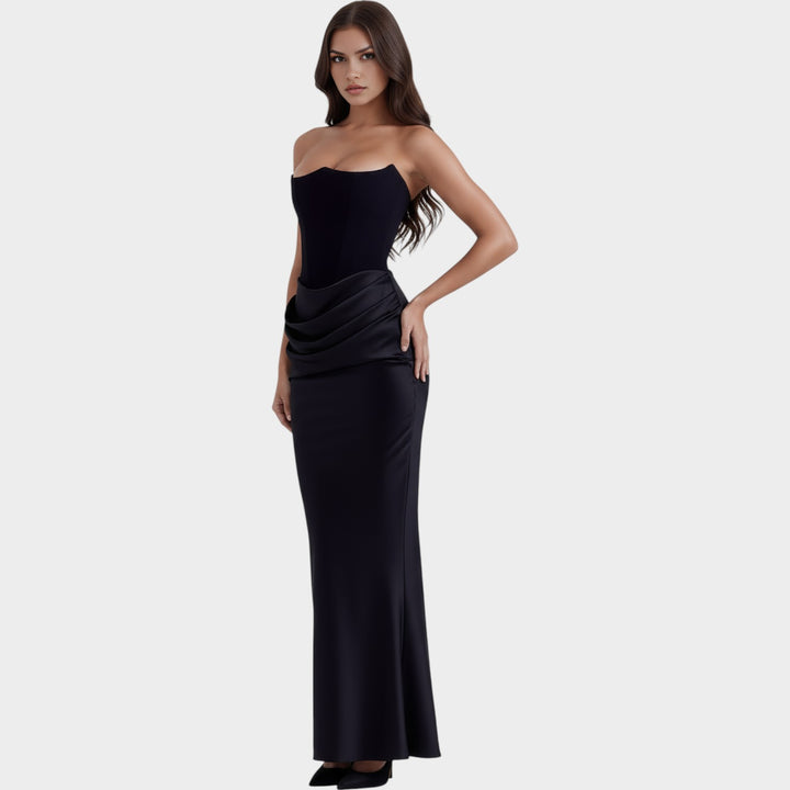 Midnight Muse Strapless Maxi Dress