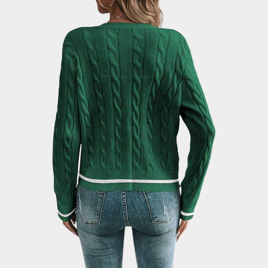 Women's Knit Cardigan Classic Gold Button Front