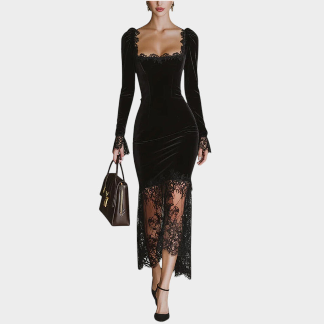 Women’s Velvet Lace Midi Dress