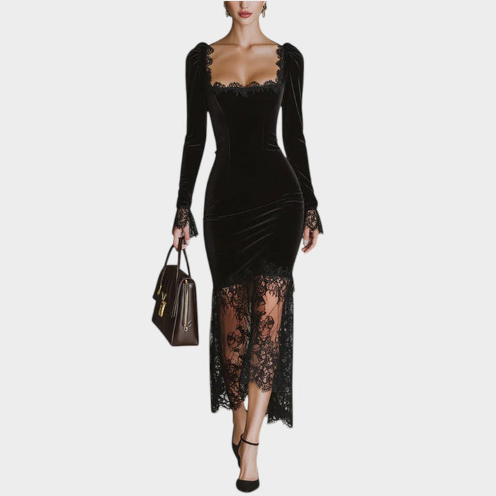Women’s Velvet Lace Midi Dress