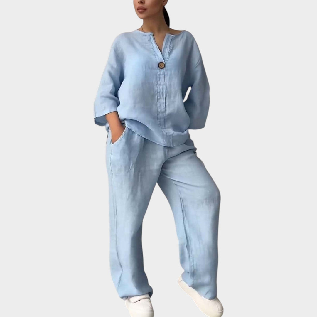 Relaxed Linen-Style Two-Piece Set