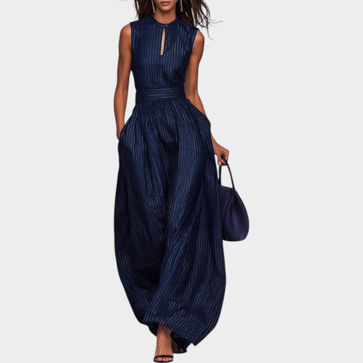 Sleeveless Striped Wide-Leg Jumpsuit