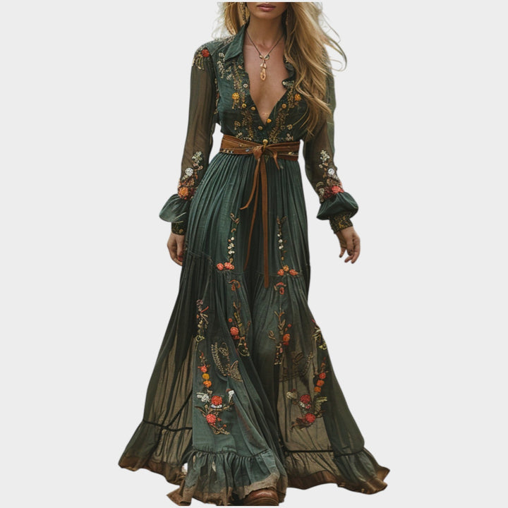Bohemian Embroidered Maxi Dress