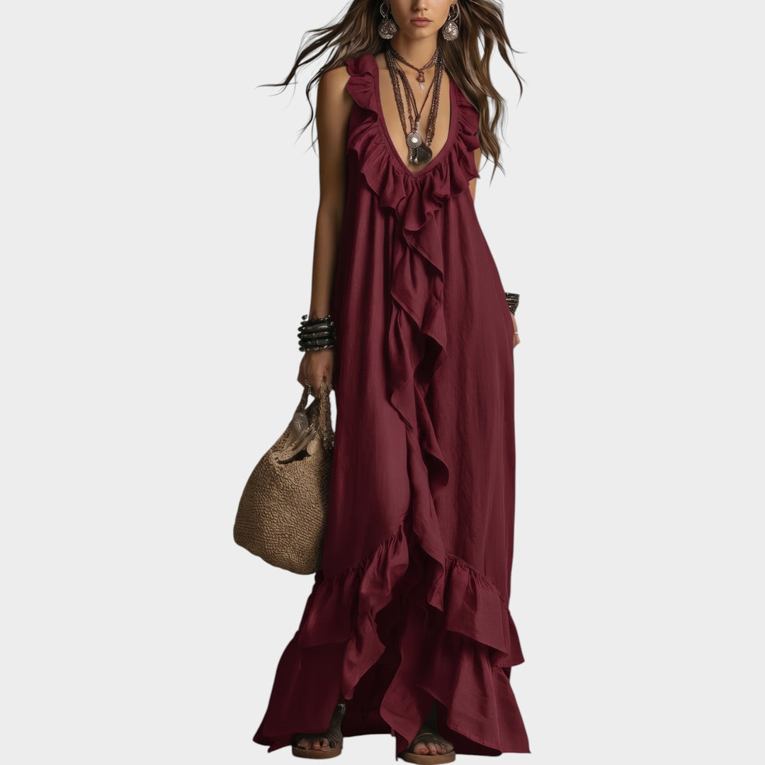 Boho Ruffle Maxi Dress