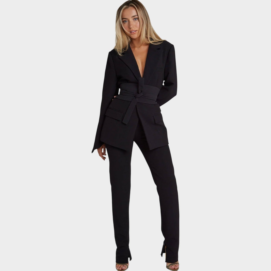Women's Belted Tailored Fit Blazer