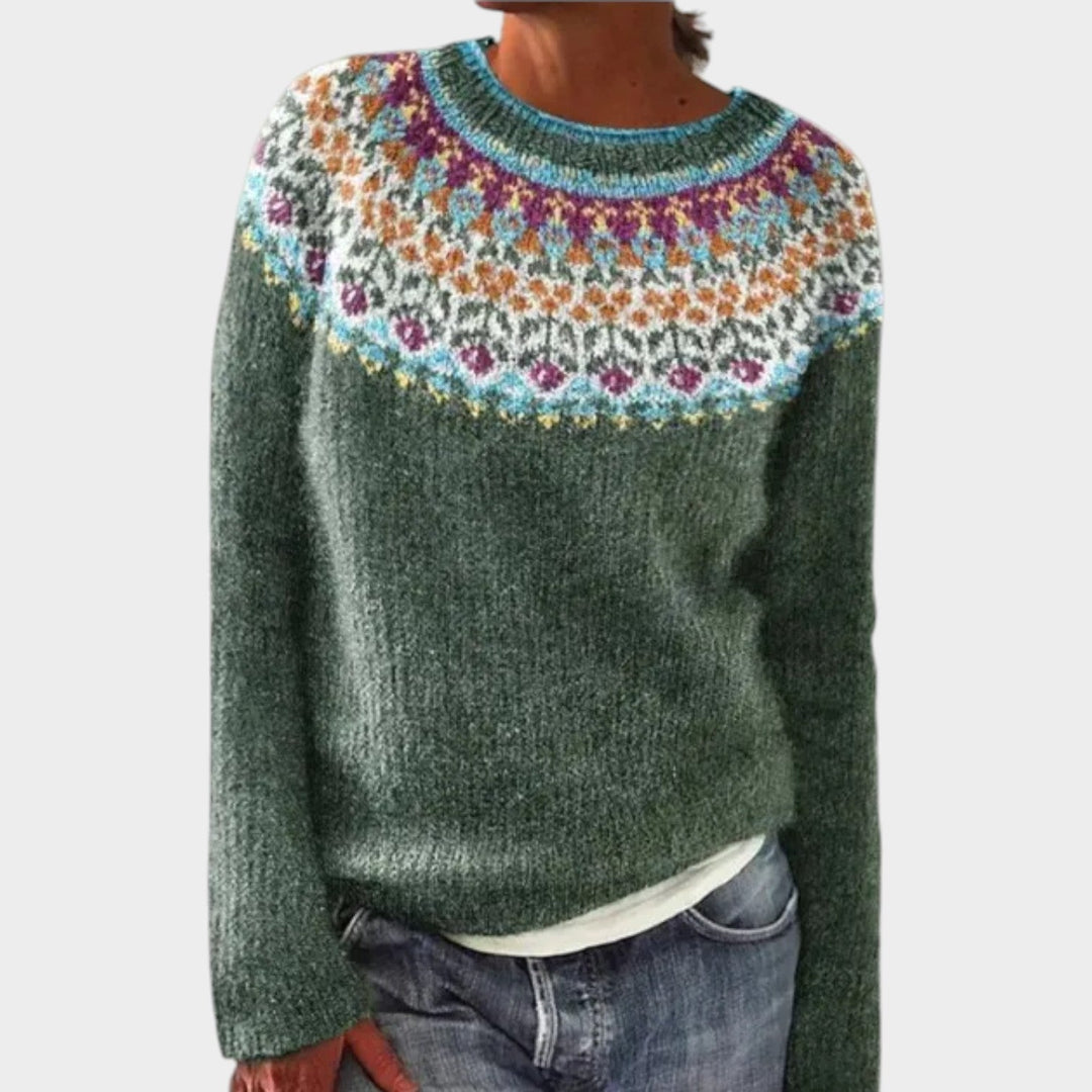 Women's Knit Sweater Nordic Pattern Cozy Wear