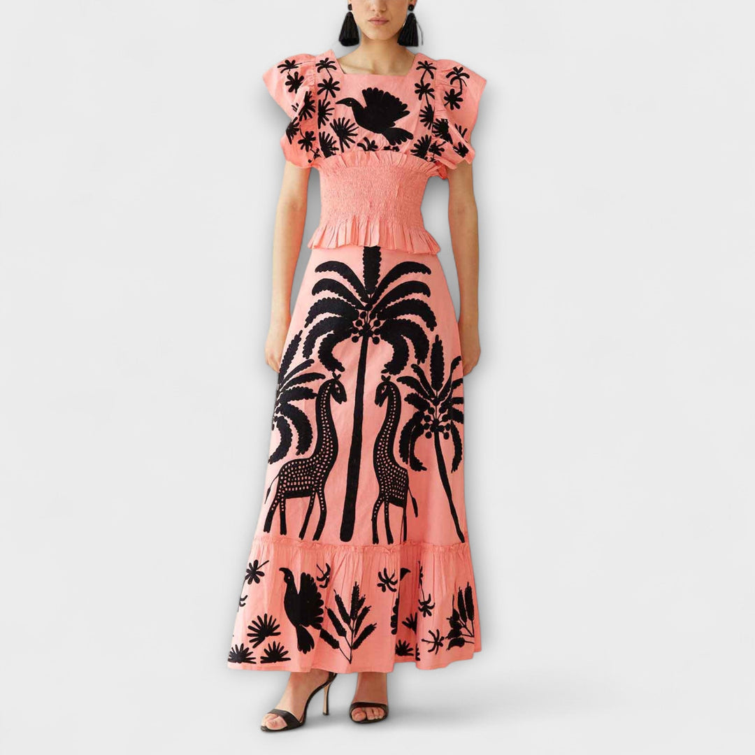 Stylish Tank Top with Palm and Tropical Bird Design