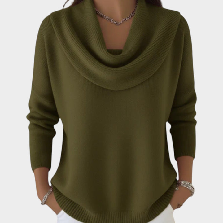 Women's Knit Sweater Soft Draped Collar