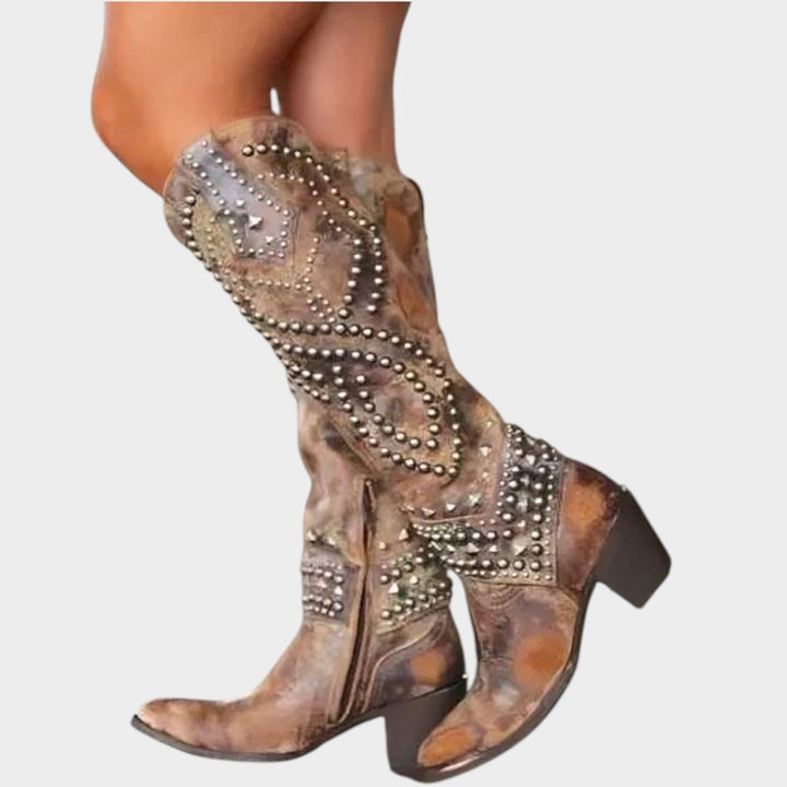 Western Studded Knee High Cowboy Boots