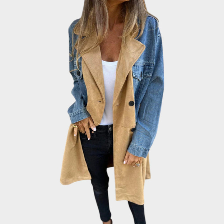 Color-Block Longline Trench Coat