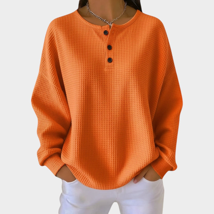 Women’s Sweatshirt Henley Casual Style Button Detail
