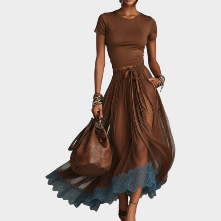 Boho Lace Detail Maxi Set