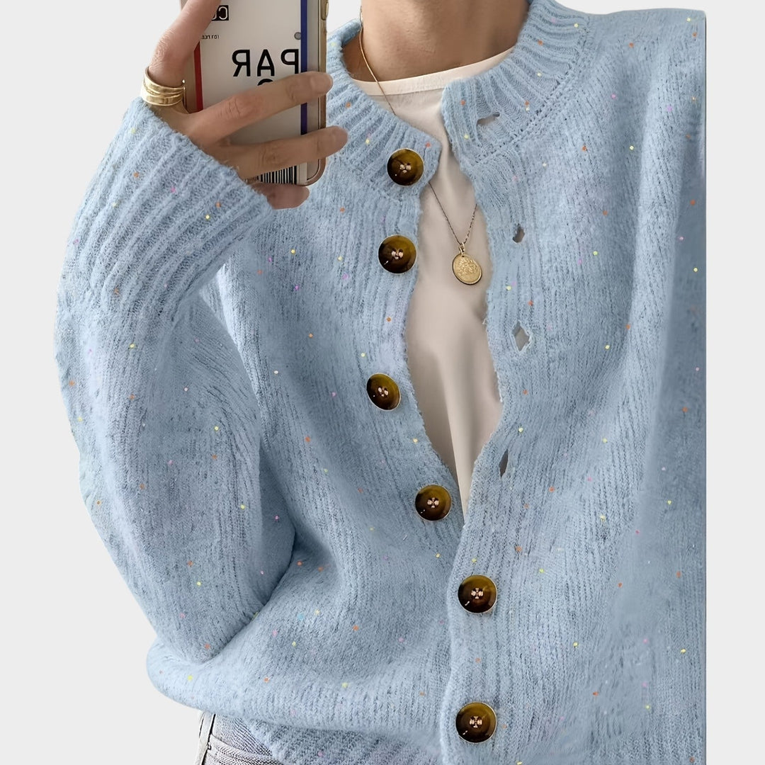 Women's Knit Cardigan Colorful Button Front