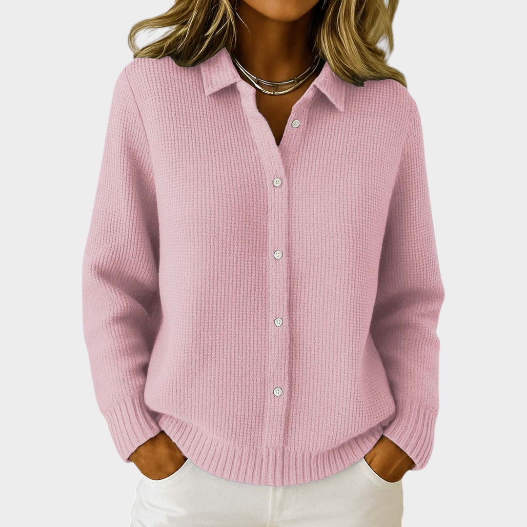 Women's Collared Button Knit Cardigan