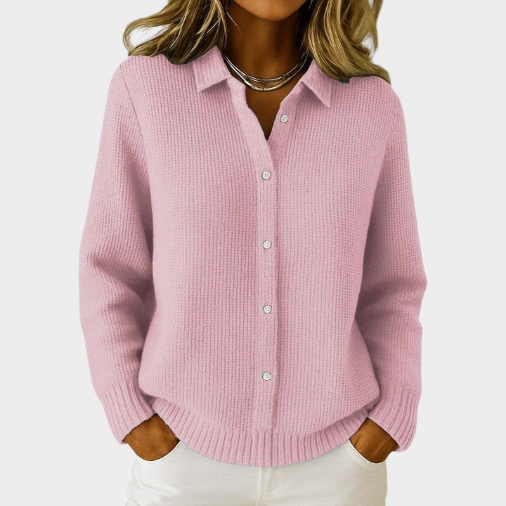 Women's Collared Button Knit Cardigan