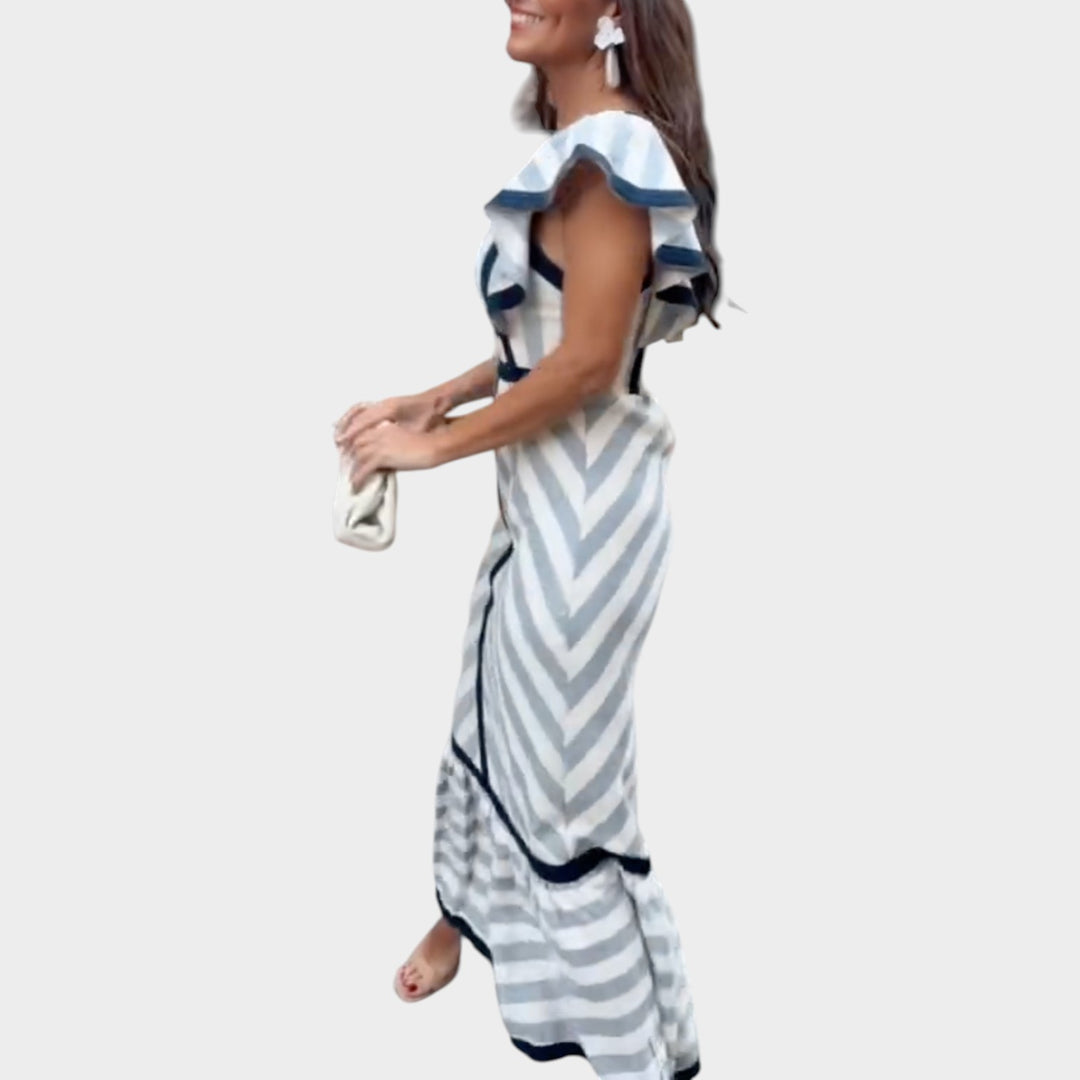 Striped Ruffle Maxi Dress