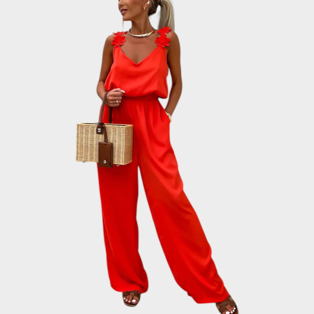 Floral Strap Wide-Leg Jumpsuit