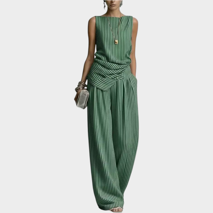 Striped Wide-Leg Two-Piece Set