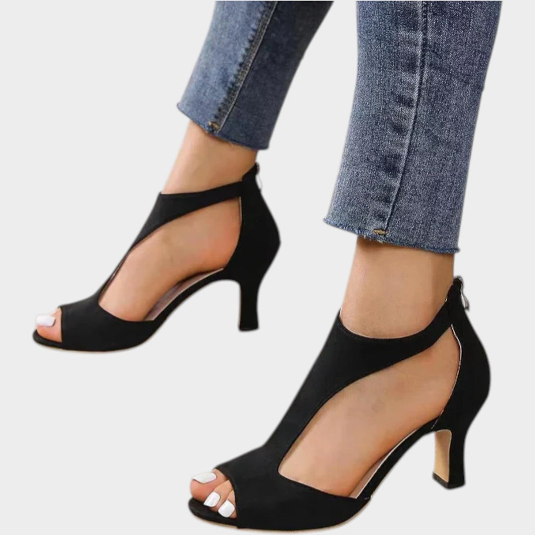 Elegant Open-Toe Cutout Heels