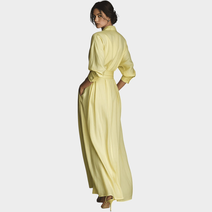 Belted Flowing Maxi Shirt Dress