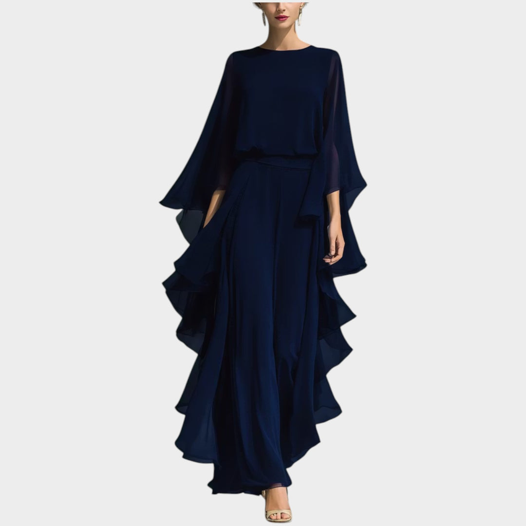 Flowing Ruffle Evening Jumpsuit