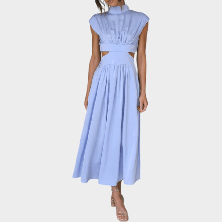 Pleated Cut-Out Midi Dress