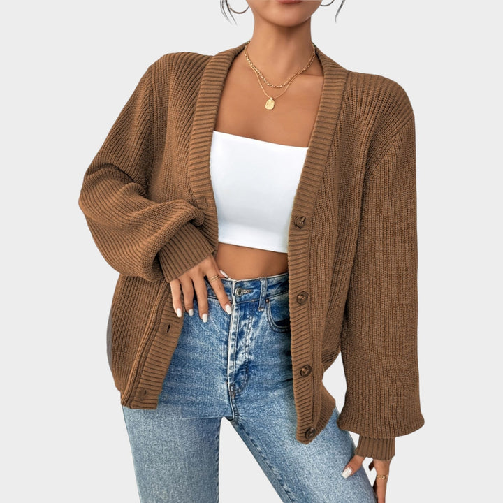 Women's Knit Cardigan V Neck Button Front Effortless Style
