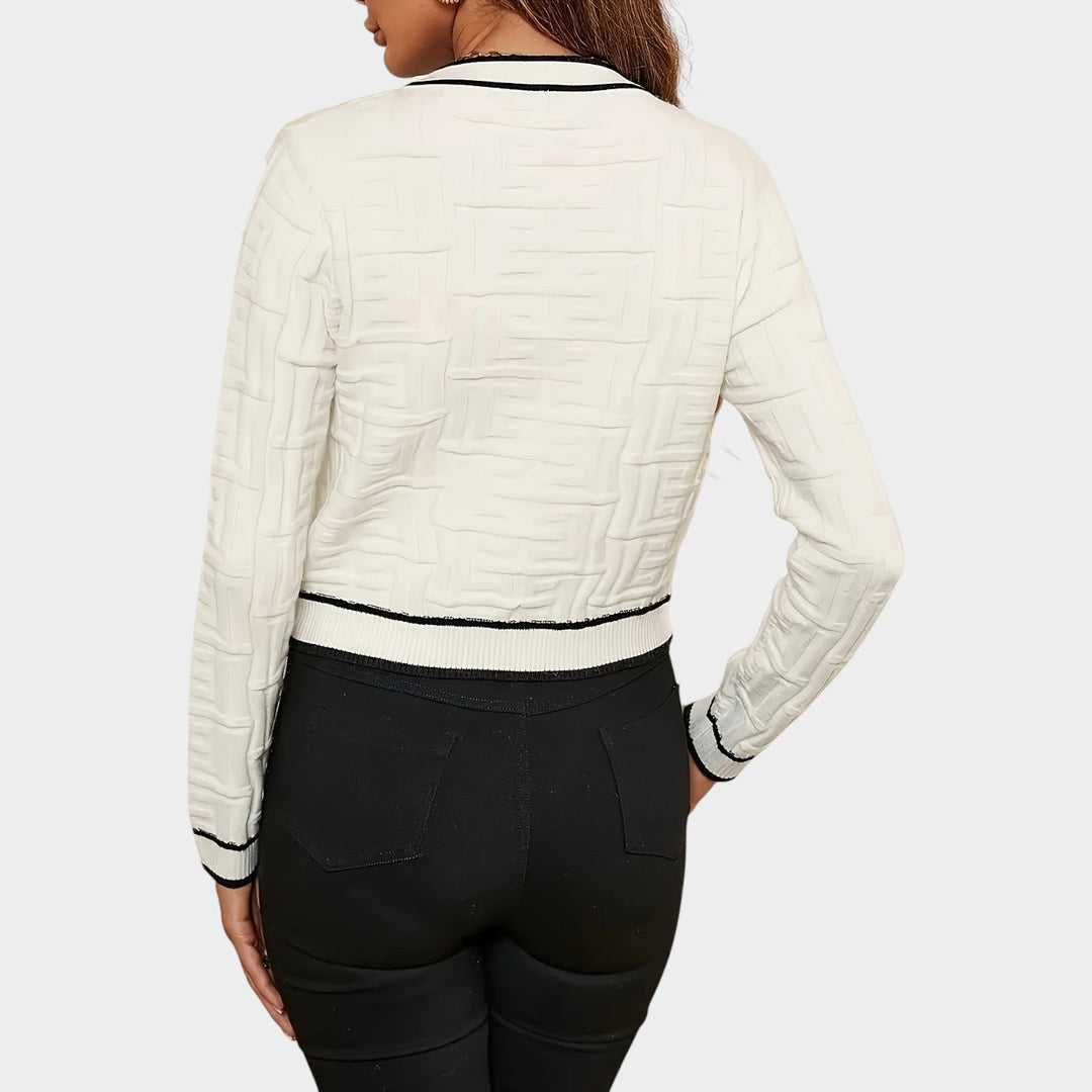 Women's Knit Cardigan Button Up Golden Details Soft Texture