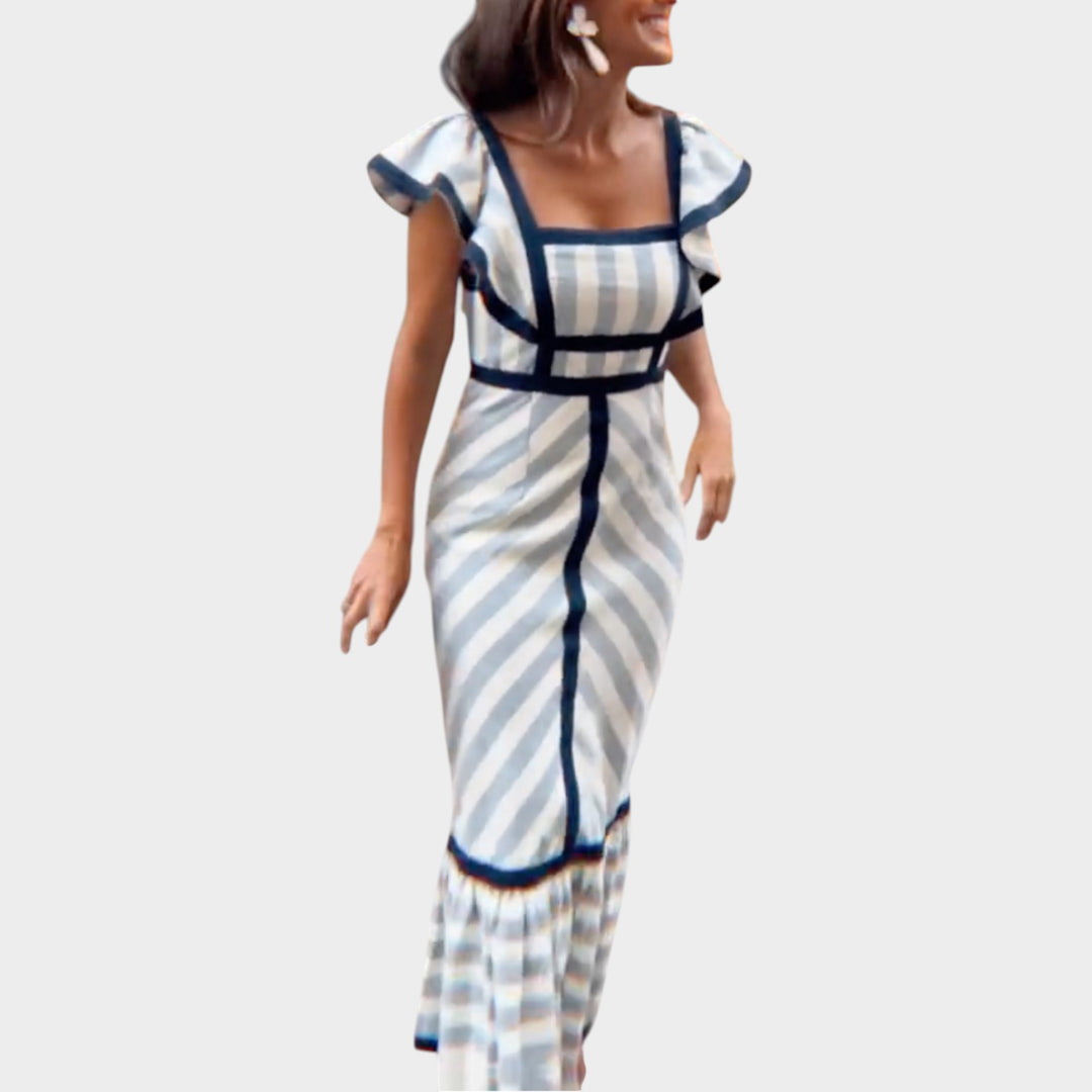 Striped Ruffle Maxi Dress
