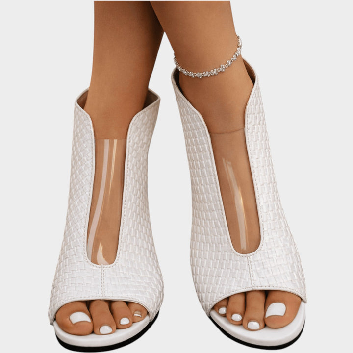 Metallic Cutout Block Heel Sandals