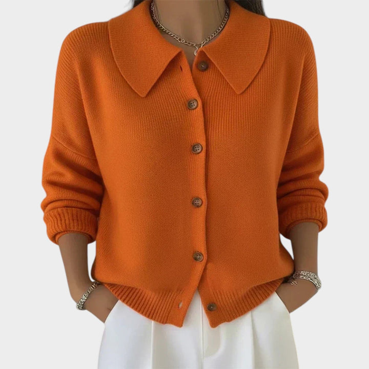Women's Knit Cardigan Collared Button Front