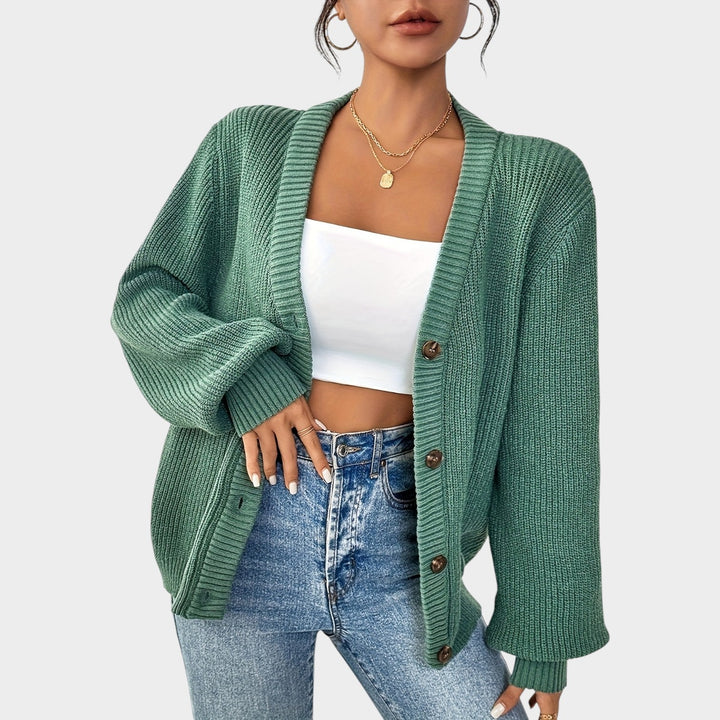 Women's Knit Cardigan V Neck Button Front Effortless Style