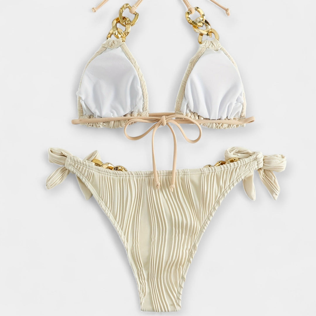 Striped Bikini Set with Ruffles