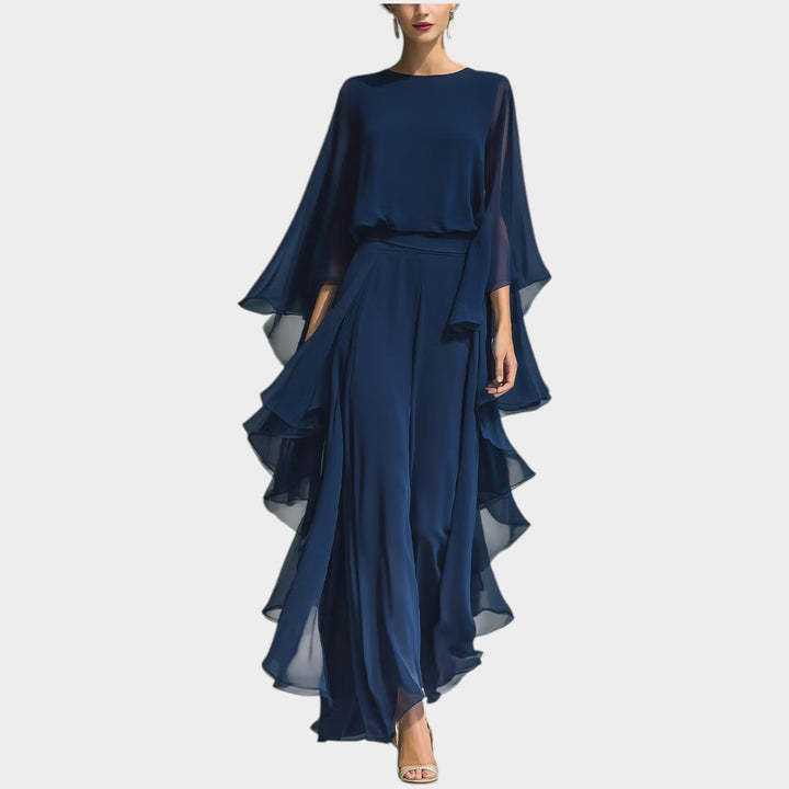Flowing Ruffle Evening Jumpsuit