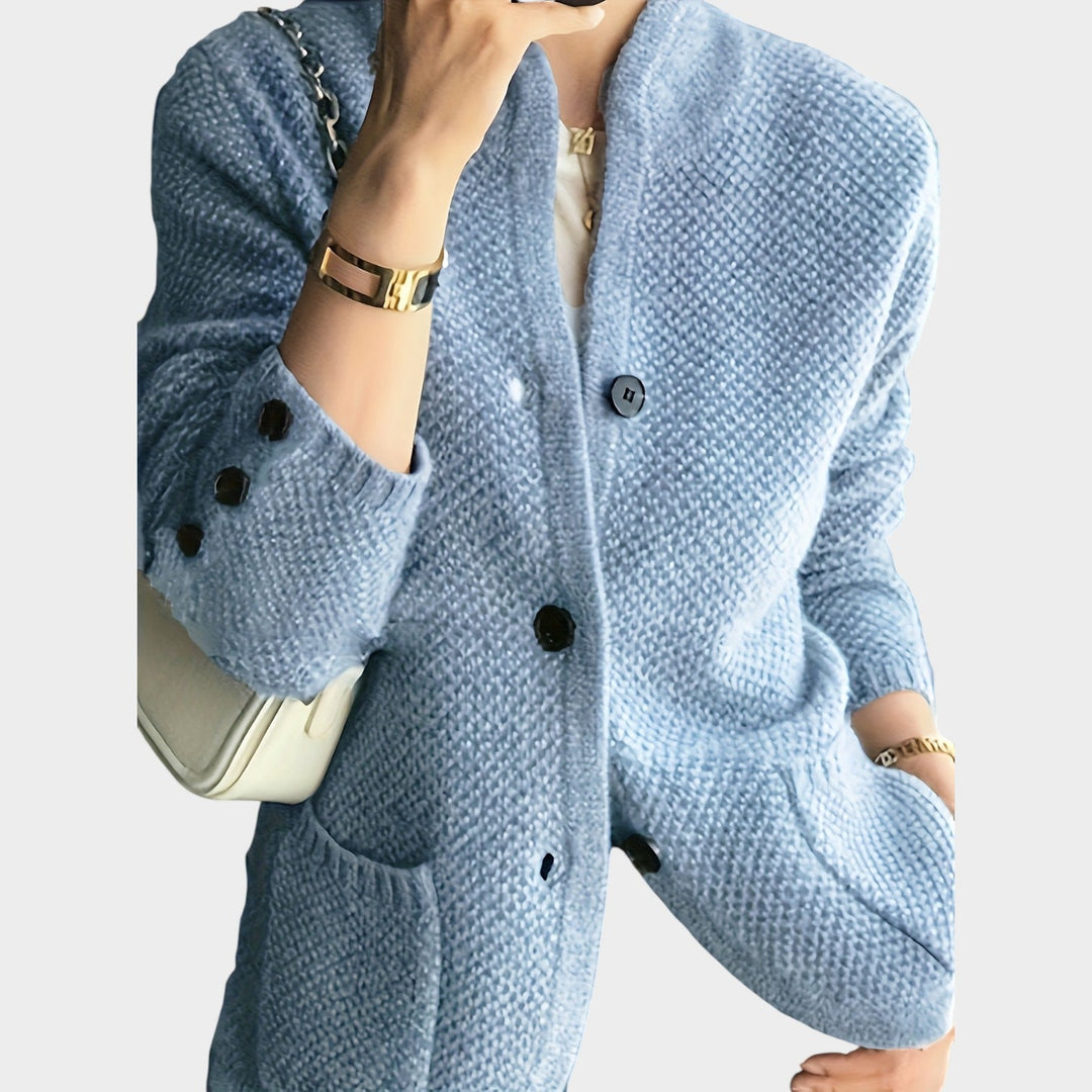 Women's Chunky Knit Cardigan Long Sleeve Button Front
