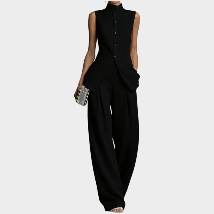 Sleeveless Tailored Wide-Leg Jumpsuit