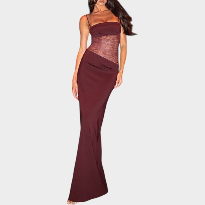 Lace Panel Bodycon Maxi Dress