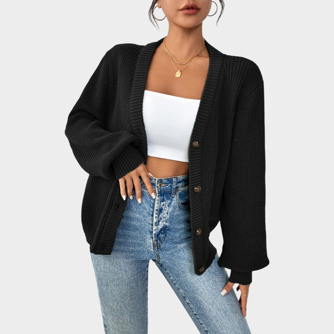 Women's Knit Cardigan V Neck Button Front Effortless Style