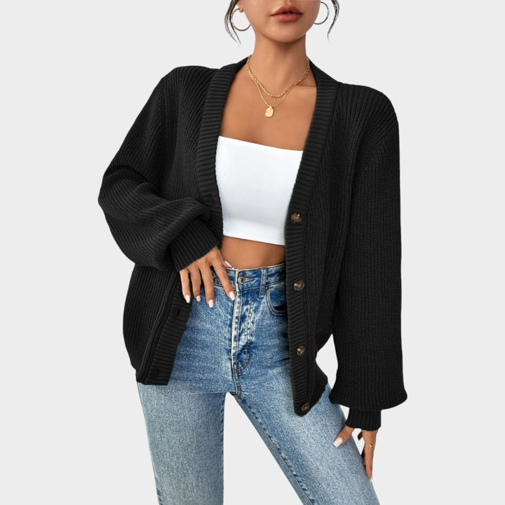 Women's Knit Cardigan V Neck Button Front Effortless Style