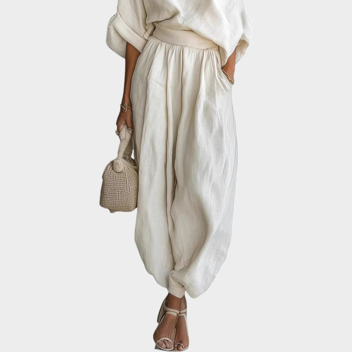 Effortless One-Shoulder Linen Set