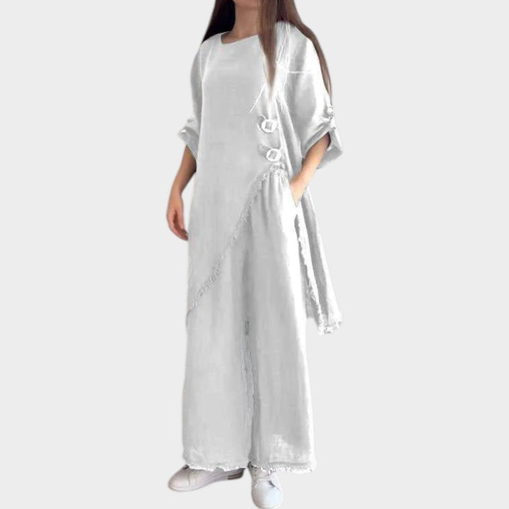 Asymmetric Linen Two-Piece Set
