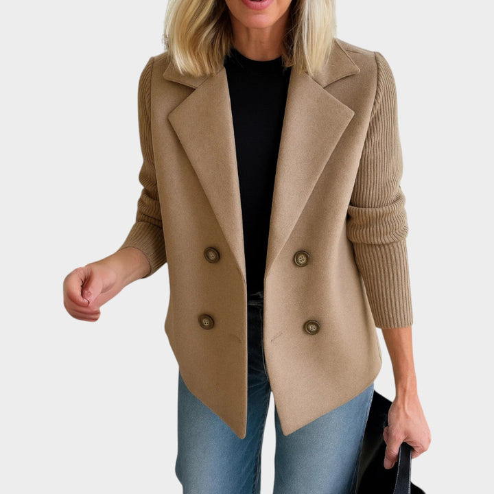 Women's Double Breasted Knit Sleeve Blazer