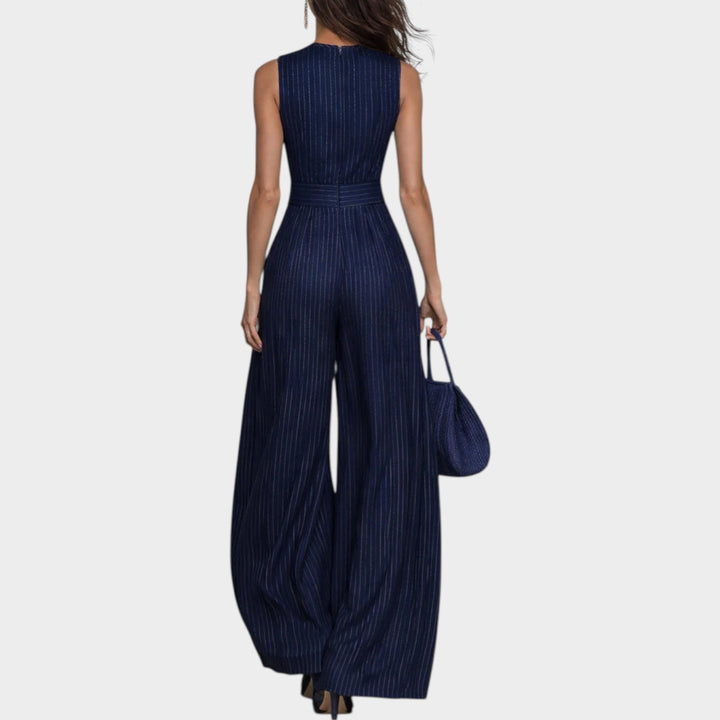Sleeveless Striped Wide-Leg Jumpsuit