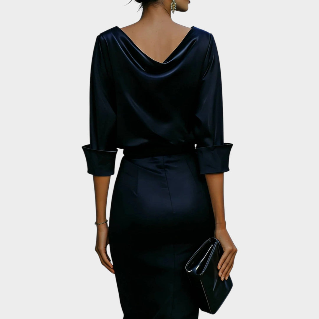 Luxe Satin Belted Midi Dress