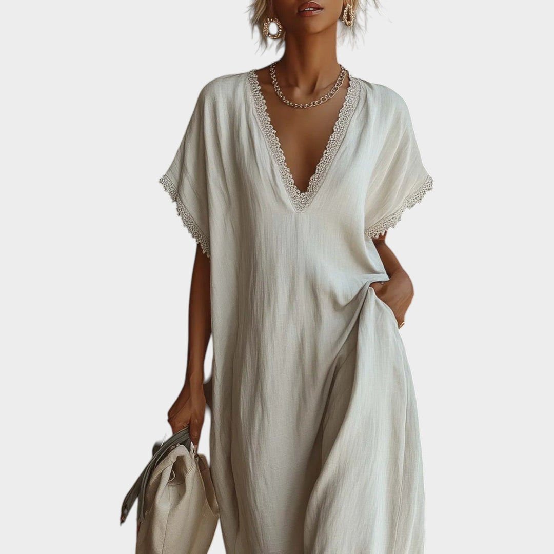 Deep V-Neck Maxi Dress